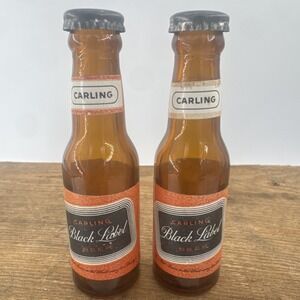 VTG Carling Black Label Beer Glass Salt‎ and Pepper Shakers 4" Tall Barware